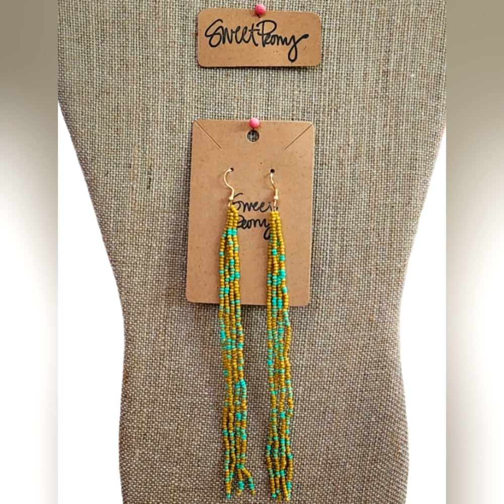 Long Beaded Tassel Earrings